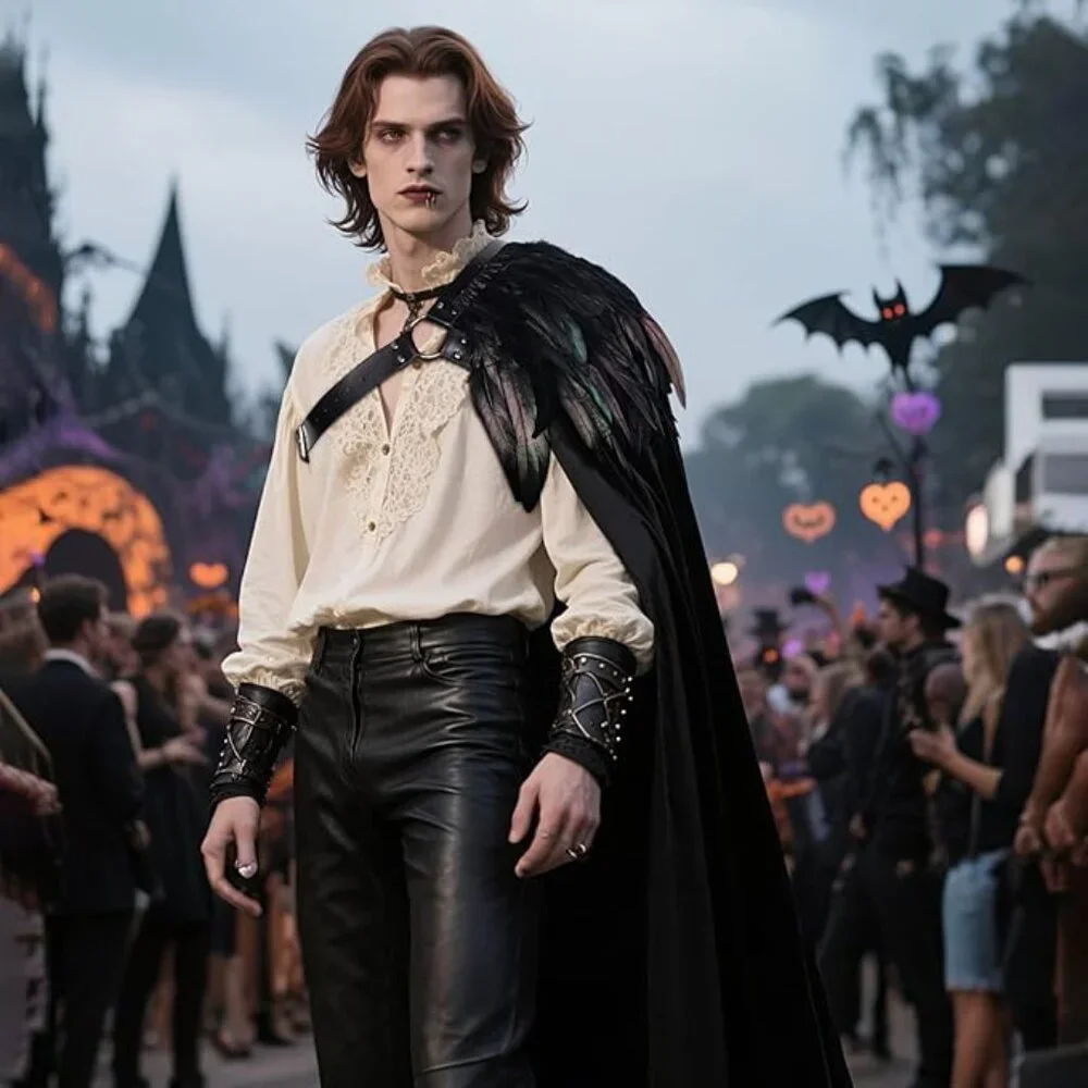Black Half Shoulder Cape + Feather Shrug - Picture 6 of 6
